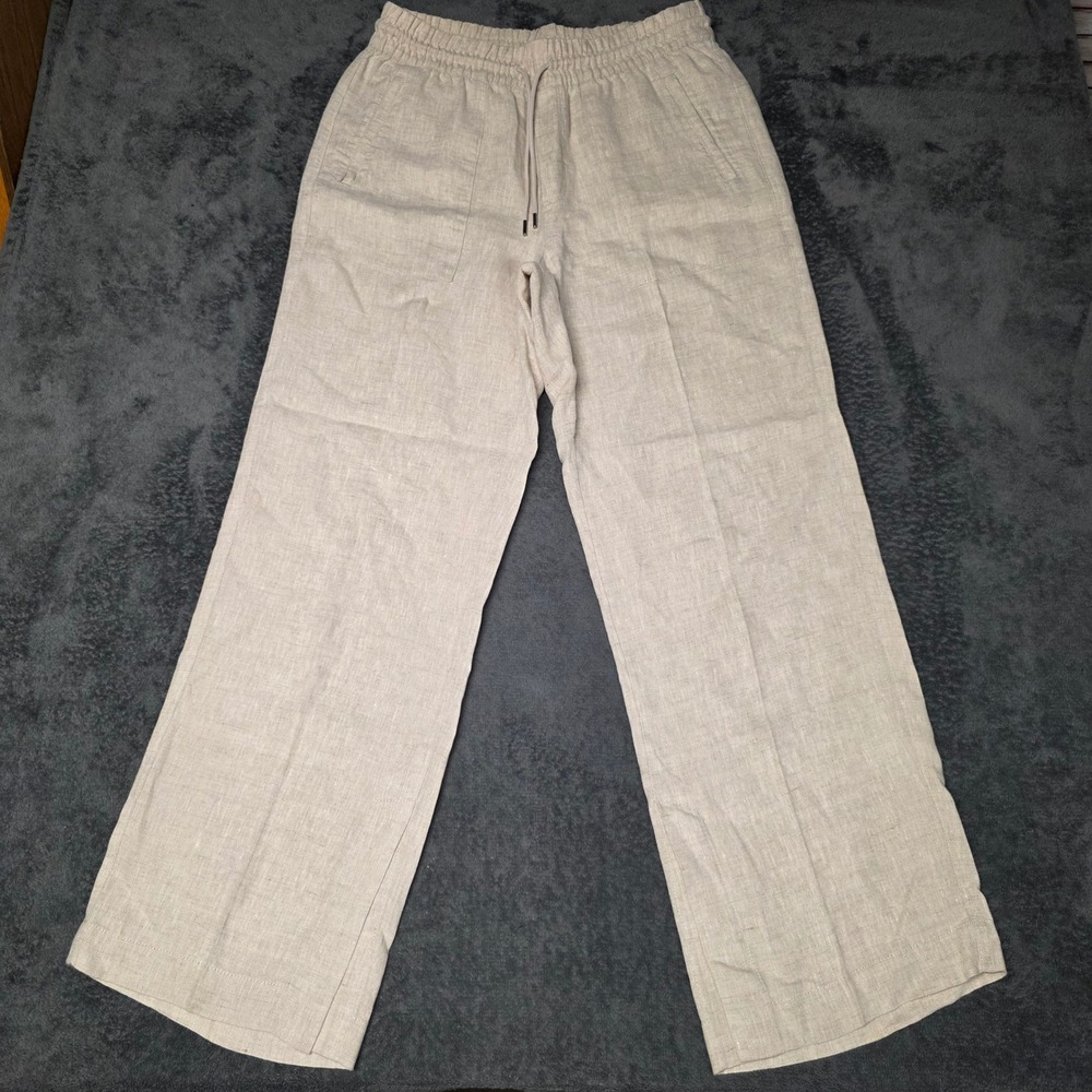 Athleta Linen Pants Womens M Retreat High Rise Wide Leg Lightweight Beach Resort